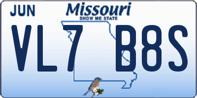 MO license plate VL7B8S