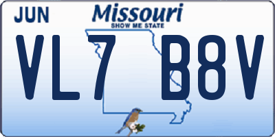 MO license plate VL7B8V