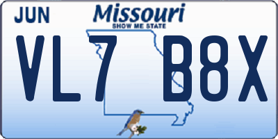 MO license plate VL7B8X