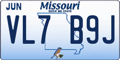 MO license plate VL7B9J