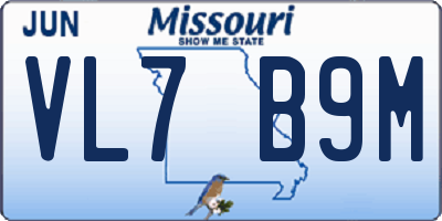 MO license plate VL7B9M