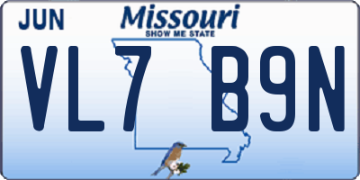MO license plate VL7B9N