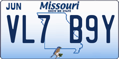 MO license plate VL7B9Y
