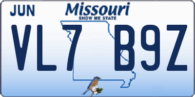 MO license plate VL7B9Z
