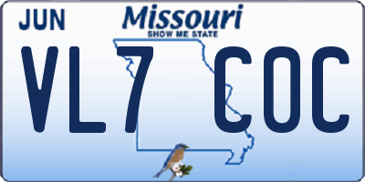 MO license plate VL7C0C
