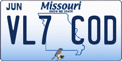 MO license plate VL7C0D