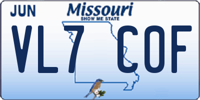 MO license plate VL7C0F
