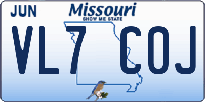 MO license plate VL7C0J