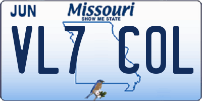 MO license plate VL7C0L