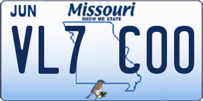MO license plate VL7C0O