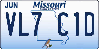 MO license plate VL7C1D