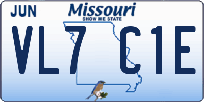 MO license plate VL7C1E