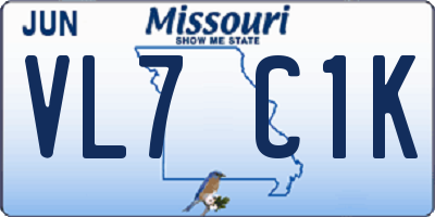 MO license plate VL7C1K