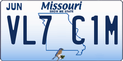 MO license plate VL7C1M