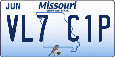 MO license plate VL7C1P