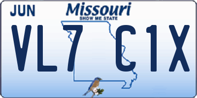 MO license plate VL7C1X