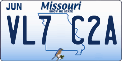 MO license plate VL7C2A