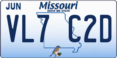 MO license plate VL7C2D