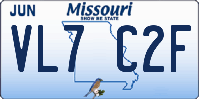 MO license plate VL7C2F