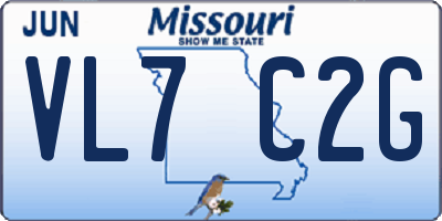 MO license plate VL7C2G