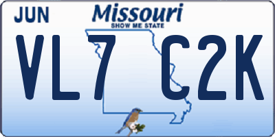 MO license plate VL7C2K