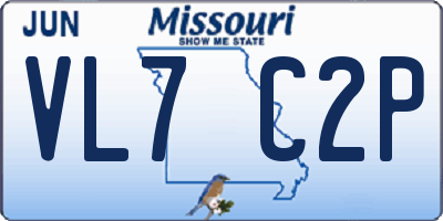 MO license plate VL7C2P