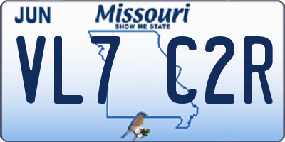 MO license plate VL7C2R