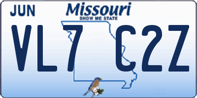 MO license plate VL7C2Z
