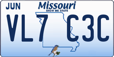 MO license plate VL7C3C