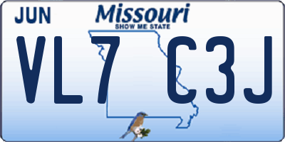 MO license plate VL7C3J