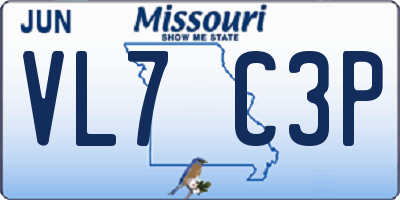 MO license plate VL7C3P
