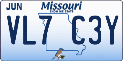 MO license plate VL7C3Y