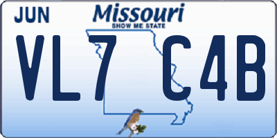 MO license plate VL7C4B