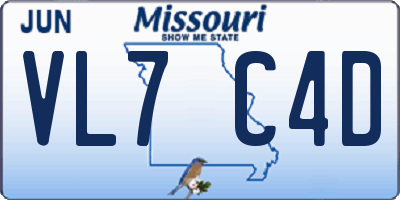 MO license plate VL7C4D