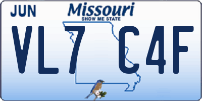 MO license plate VL7C4F