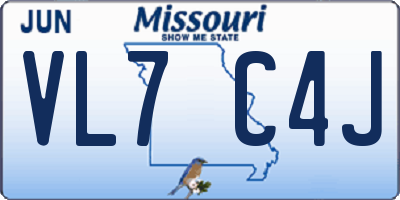 MO license plate VL7C4J