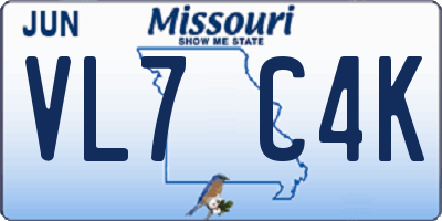 MO license plate VL7C4K