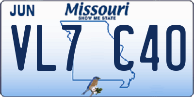 MO license plate VL7C4O