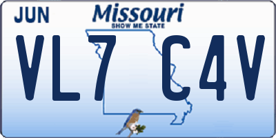 MO license plate VL7C4V
