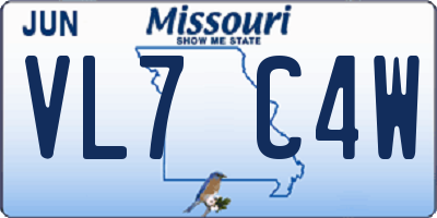 MO license plate VL7C4W