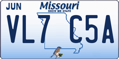 MO license plate VL7C5A