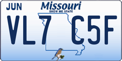 MO license plate VL7C5F