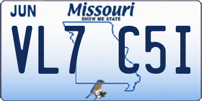 MO license plate VL7C5I