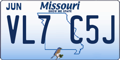 MO license plate VL7C5J
