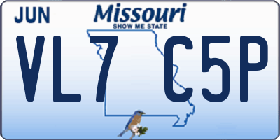 MO license plate VL7C5P