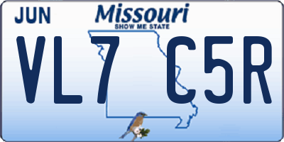 MO license plate VL7C5R