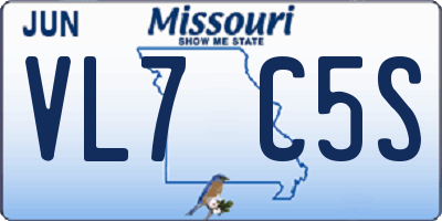 MO license plate VL7C5S