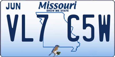 MO license plate VL7C5W