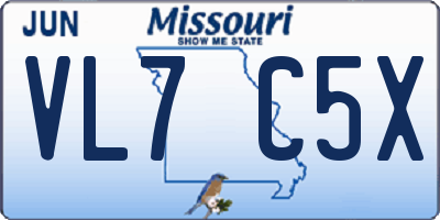 MO license plate VL7C5X