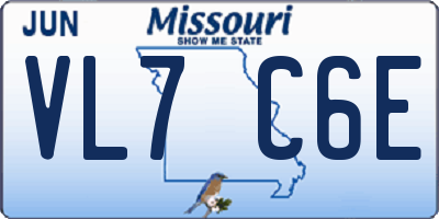 MO license plate VL7C6E